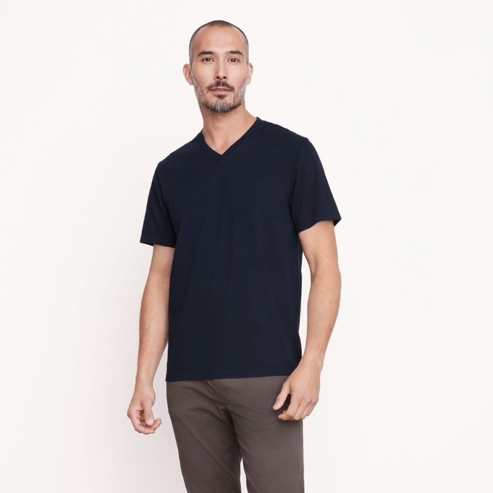 Vince Garment Dye Short Sleeve V-Neck Tee T-Shirt